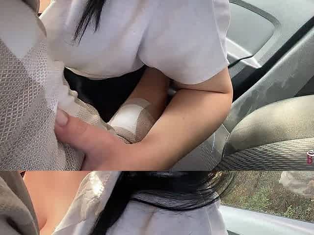 Real climax with my coworker in the car
