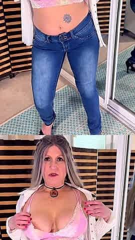Fansite pink bra - jeans striptease
