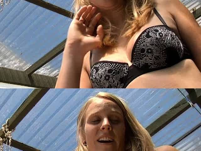 Blonde babe britney braces solo dildo masturbation