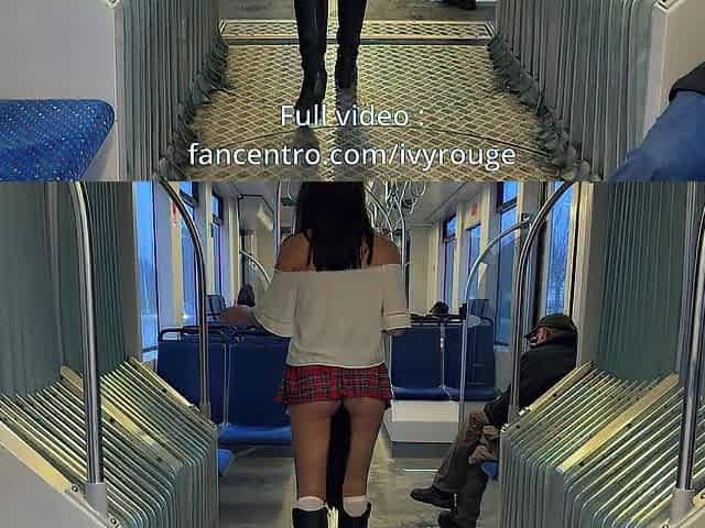 Mini petticoat in the public subway / ANAL