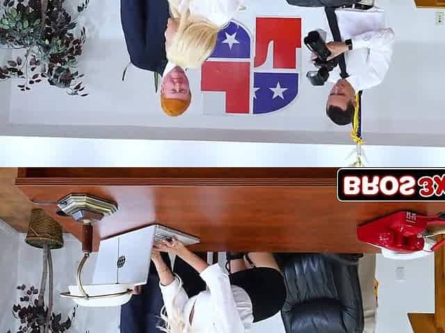 Blond Latin babe Takes a Hard Anal Pounding on the Presidential Desk