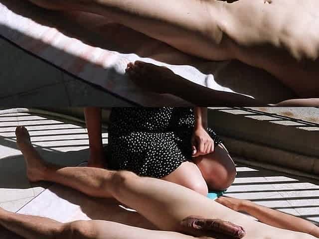 I Massage His Cock While He Sunbathes on the Outdoor Patio. I Hope No One Saw Us