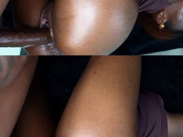 Quickie doggy BBC fuck with creampie for a round-ass hot teen Ebony