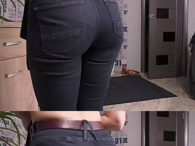 Ass Teasing In Tight Blue Jeans And Full Back Panties