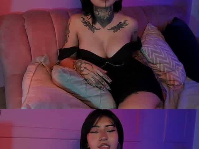 Amateur inked teen shows her boobies