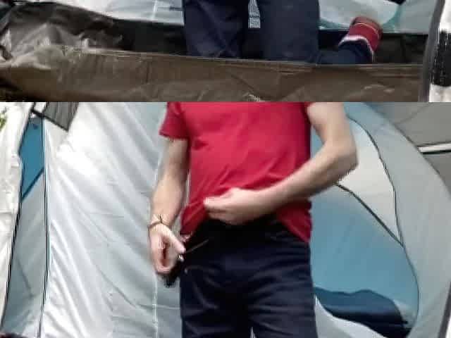 Camping jerk off - open tent door public exhibitionism - caught