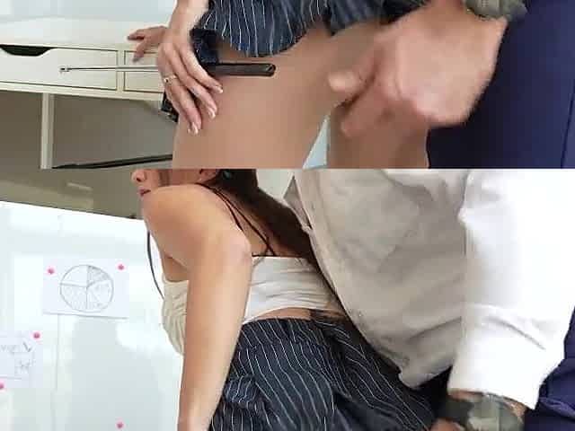 Secretary enticed the boss with her outfits at work and gets unfathomable twat and throat banging!