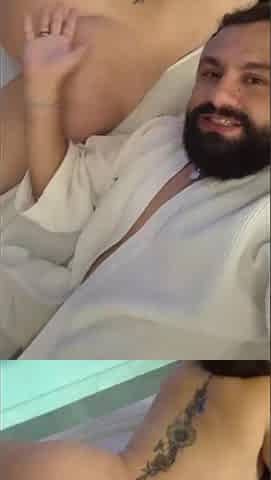 Wife tastes vagina on ramrod! Large breasts gets creampie whilst lascivious angel watches