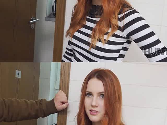 Hunter fucks gorgeous redhead in the public restroom