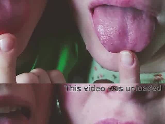 two gals close up spunk flow in throat cum kiss and drink
