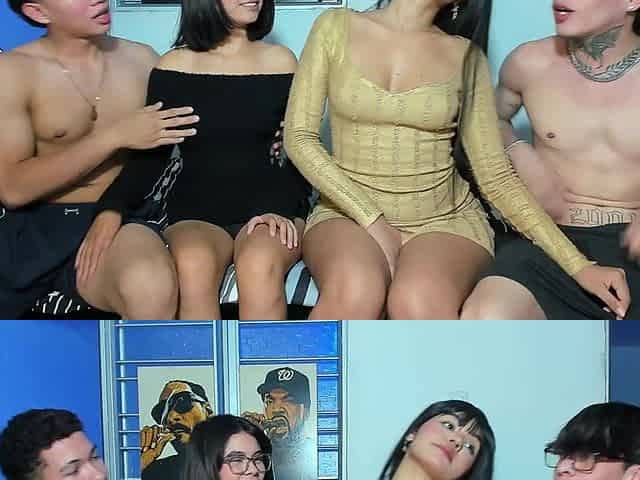 Sexiest girl delivers intense foursome pleasure with glasses and curves