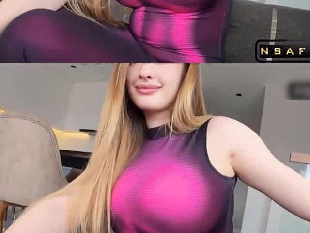 Busty Blonde in Shiny Dress Toys Herself on Couch - Masturbation