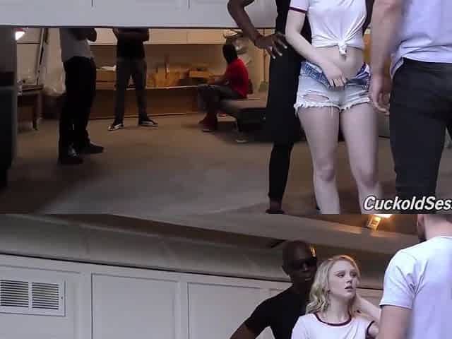 Blonde White Gf Bbc Gangbang