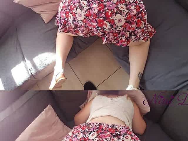 This large white booty is stuck on the sofa, I take out my dong and screw her doggy style!