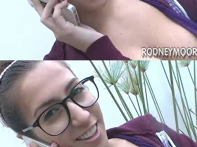 Youthful Nerdy April O'Neil with Glasses Sucks and Screws
