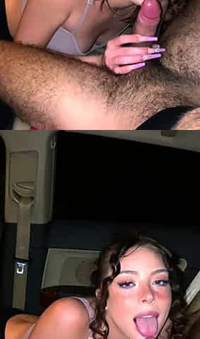 Cumshot for brunette after pov blowjob