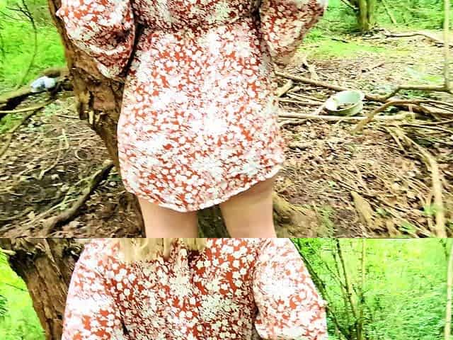Outdoor public creampie by a stranger in the forest woods