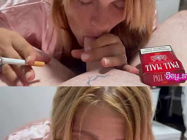 Smoking 2 Pall Mall cigarettes and sucking cock until he comes