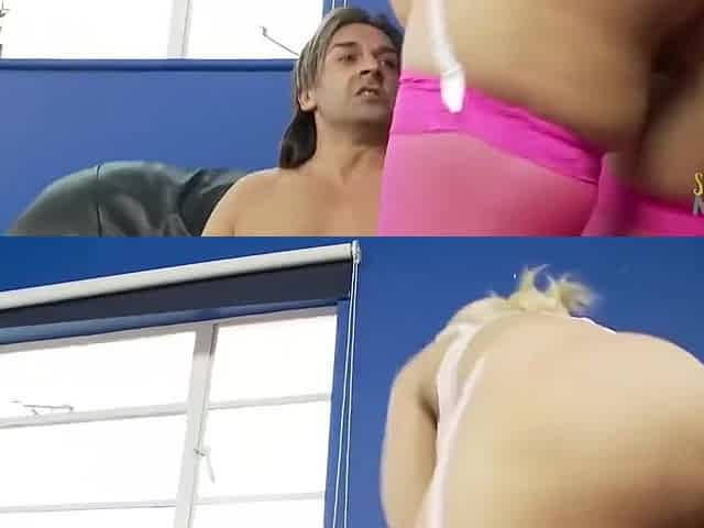 Blonde Cocksucker With Cheerful Mate From Shagging Stepmoms