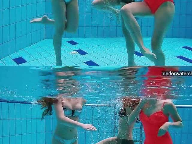 3 nude girls have fun in the water