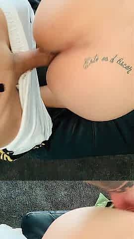 Slender floozy talks to her boyfriend during the time that taking a large knob and ends up with cum inside