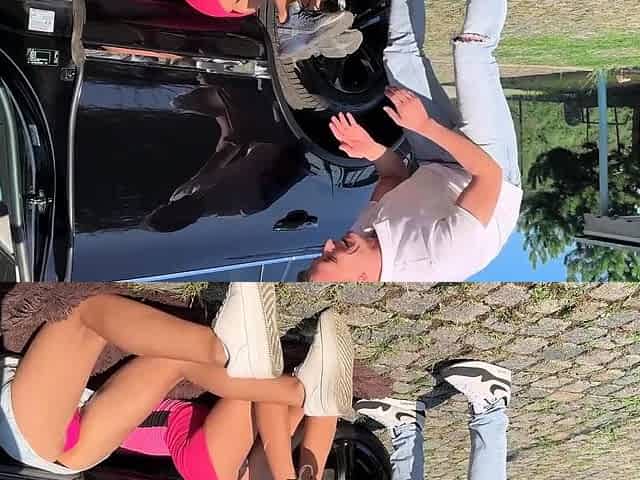 Slutty Chicks Vixi Rafi And MitzX Get Car Fixed By Random