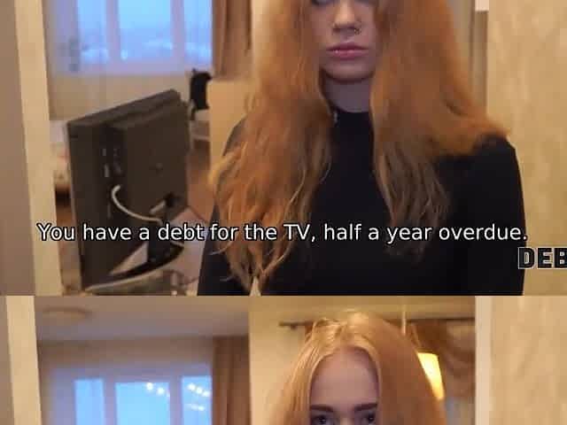 DEBT4k. Perfectly looking ginger gets rid of debts after sexy sex