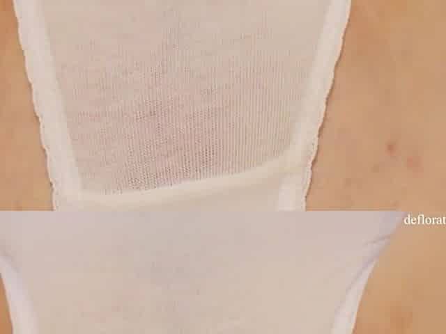 Defloration - Katy shows virgin pussy