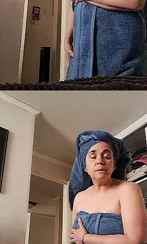 My spouse's son waits for his gift in my bedroom