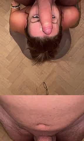 POV - Sloppy Blowjob by Busty Redhead Zoe Grey Showing off the Huge Cumshot on Her Face