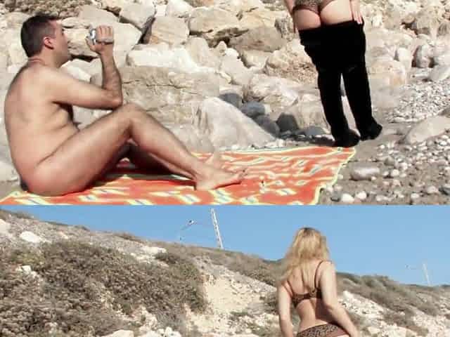 Naughty amateur pair screwing on the beach during the time that all other tourists are watching