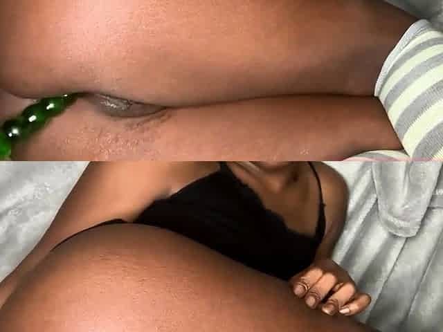 Big Ass Ebony Babe Anal Play with Toy