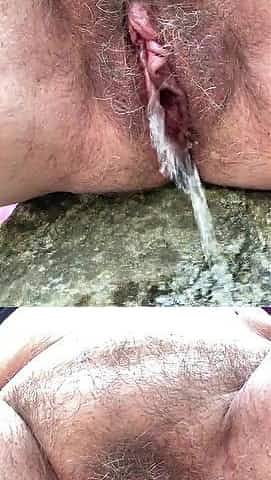 Peetime in countryside