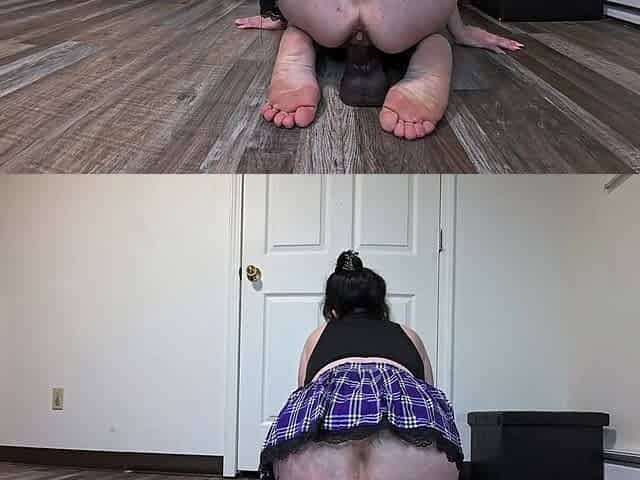Purple Plaid Skirt Dildo Adventure: Ride Two Big BBC Dildos, Pound Myself with the Biggest, Finish with Finger in Ass &vibrator