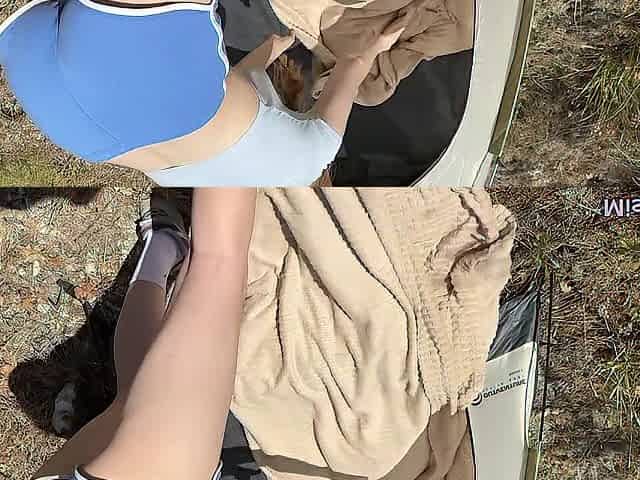 The Overnight in a Tent Ended with Coarse Banging in the Forest