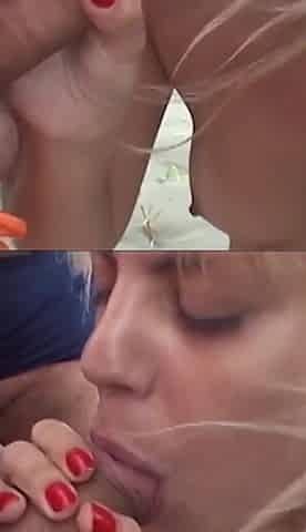 My wife participates in an orgy on the beach. She sucks cock several men