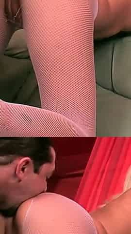 Nasty Chick Gets Hard Anal Fuck and Mouth Cumshot From a Man on the Sofa
