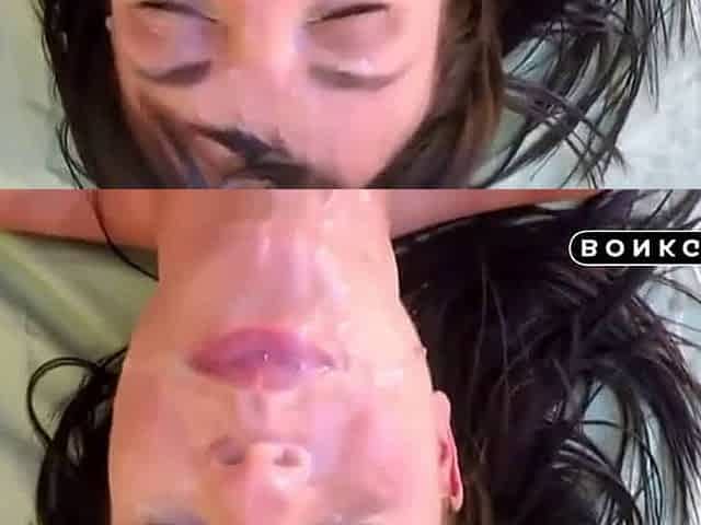 Brunette Amateur's Dream: A Facial Extravaganza in Slow-Mo