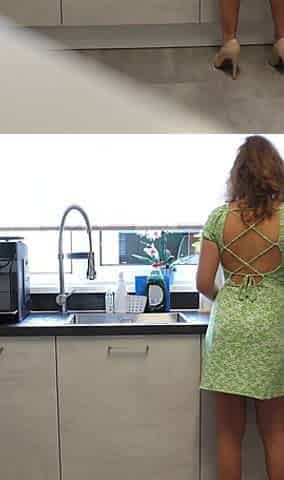 Cuckold Stories: Small Size Hotwife Got Roughly Fucked by Husband Friend in Kitchen!
