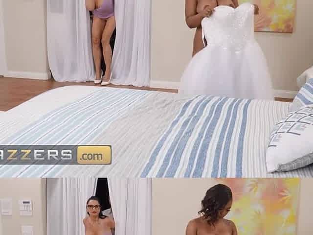 Curvy ebony bride experiences real cock and strapon in fiery threesome