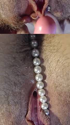 Close up big clit orgasm & pearls