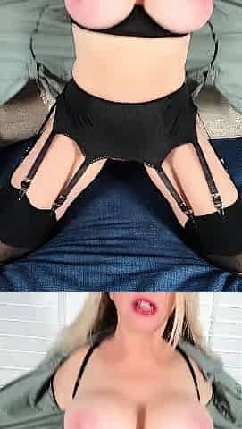 VickyAtHome Huge Dildo Garter Heels Stockings Happy New