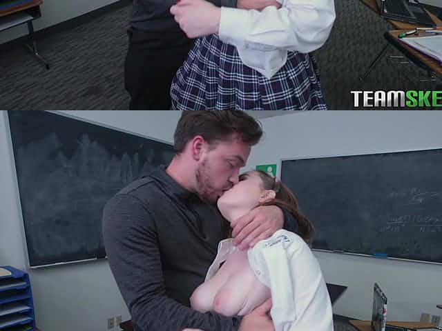 Busty redhead teen River Fox opens her mouth wide for a huge cumshot