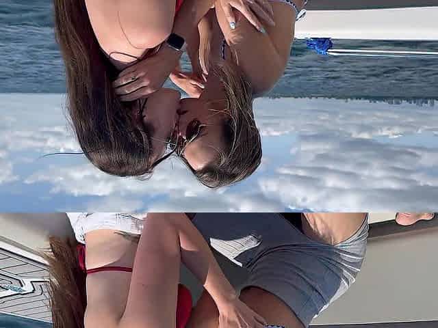 Nadia Foxx & Serenity Cox bang three studs on a boat in public ending in triple facial / Amateur fuckfest