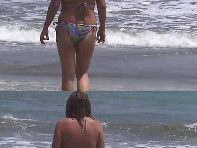 After Enjoying the Beach with My Stepson, We Go to the Hotel to Masturbate and He Cums on My Hairy P