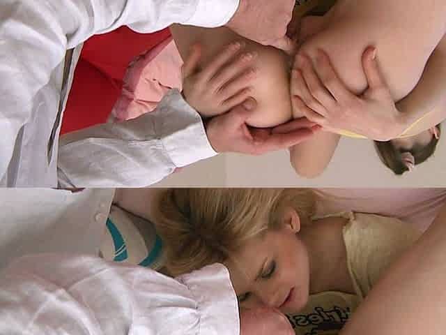 Lovely blonde teens sharing thick cock hardcore