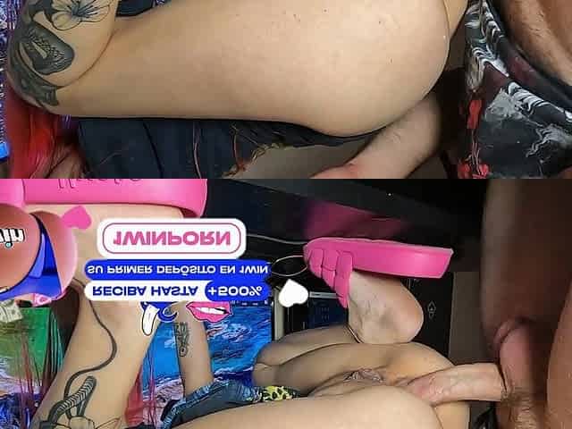 Lesbian tries anal and squirts on dick