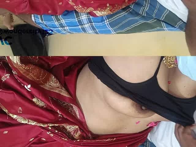 Batchelor Neighbour Men Qhousewife Red Colour Saree with Hot Fucking
