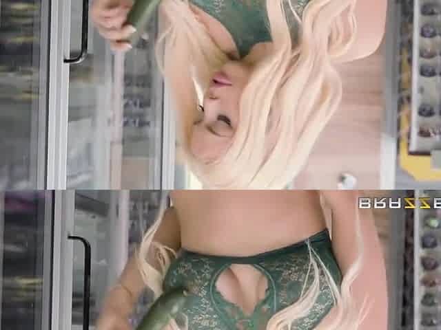 Busty Blonde Masturbates With Long Green Cucumber In The Store - Chavon Taylor, Luna Star And Sean Lawless