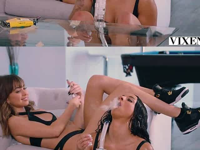 Two sluts bring in a man for a threesome after having fun together